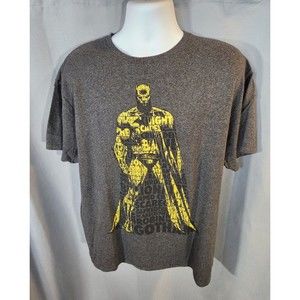 DC Comics Batman Typography Words‎ Design T-Shirt Gray XL Dark Knight Gotham